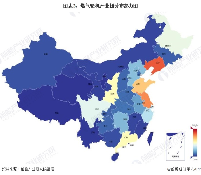 图表3：燃气轮机产业链分布热力图